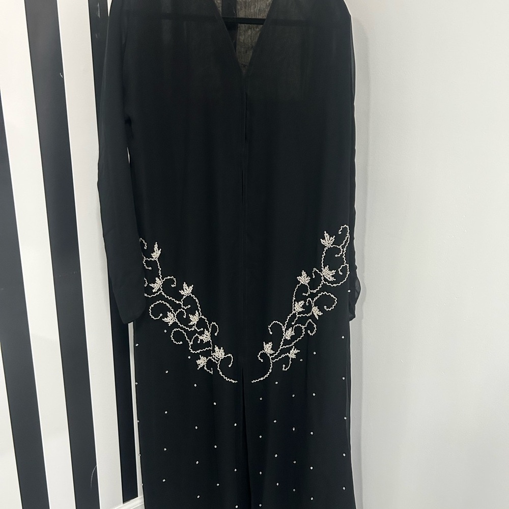 Modest Abaya Dress Open Front Black Size 58 in length Lightweight Elegant